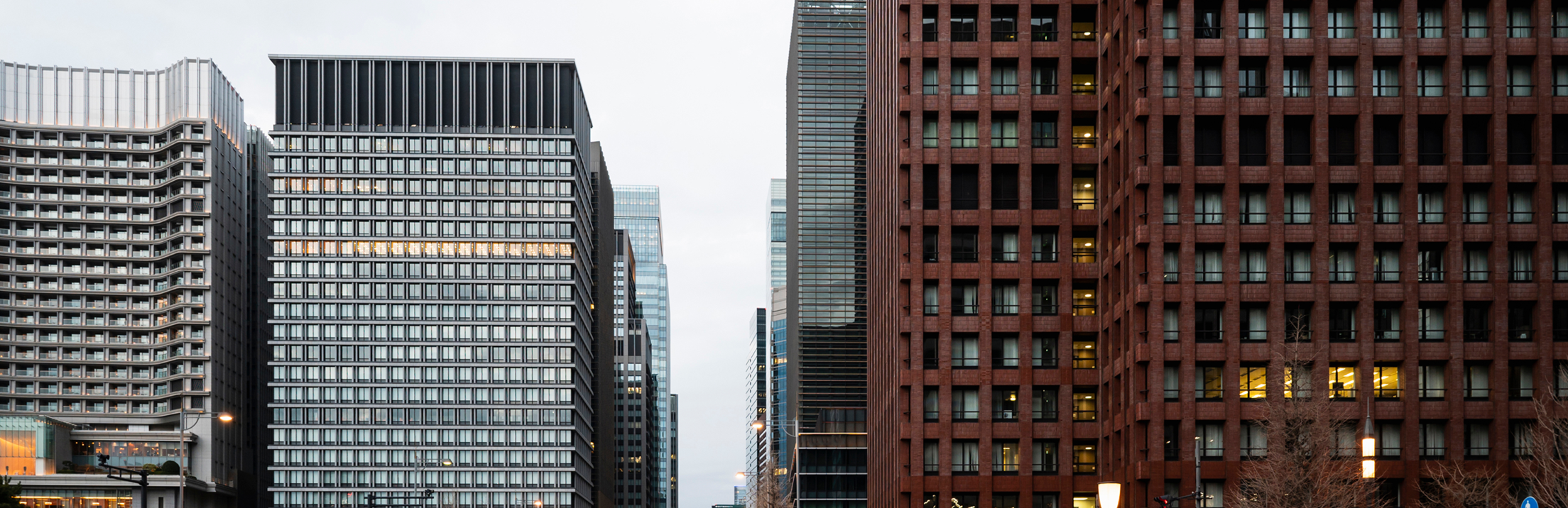Buildings Side View Silver Brick