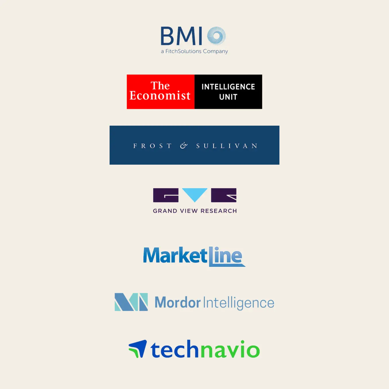 Logos of seven research companies